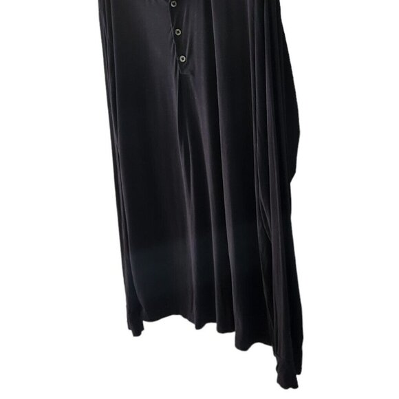 Eberjey Black Long Top Sleep Shirt Pajama 1/4 Button Front Women Size L - Picture 5 of 7